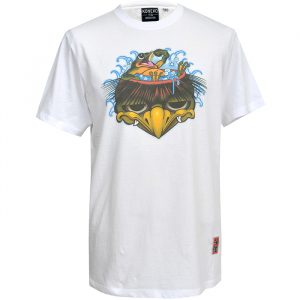 Men's Kappa T-Shirt, a mens white t-shirt with a print of a Kappa yokai and a frog bathing in his head