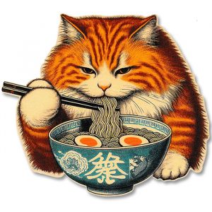 Ramen Orange Cat Sticker